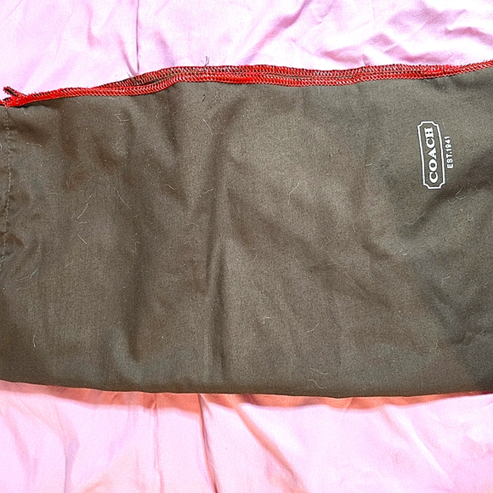 Coach Brown Dust Bag with Red Trim